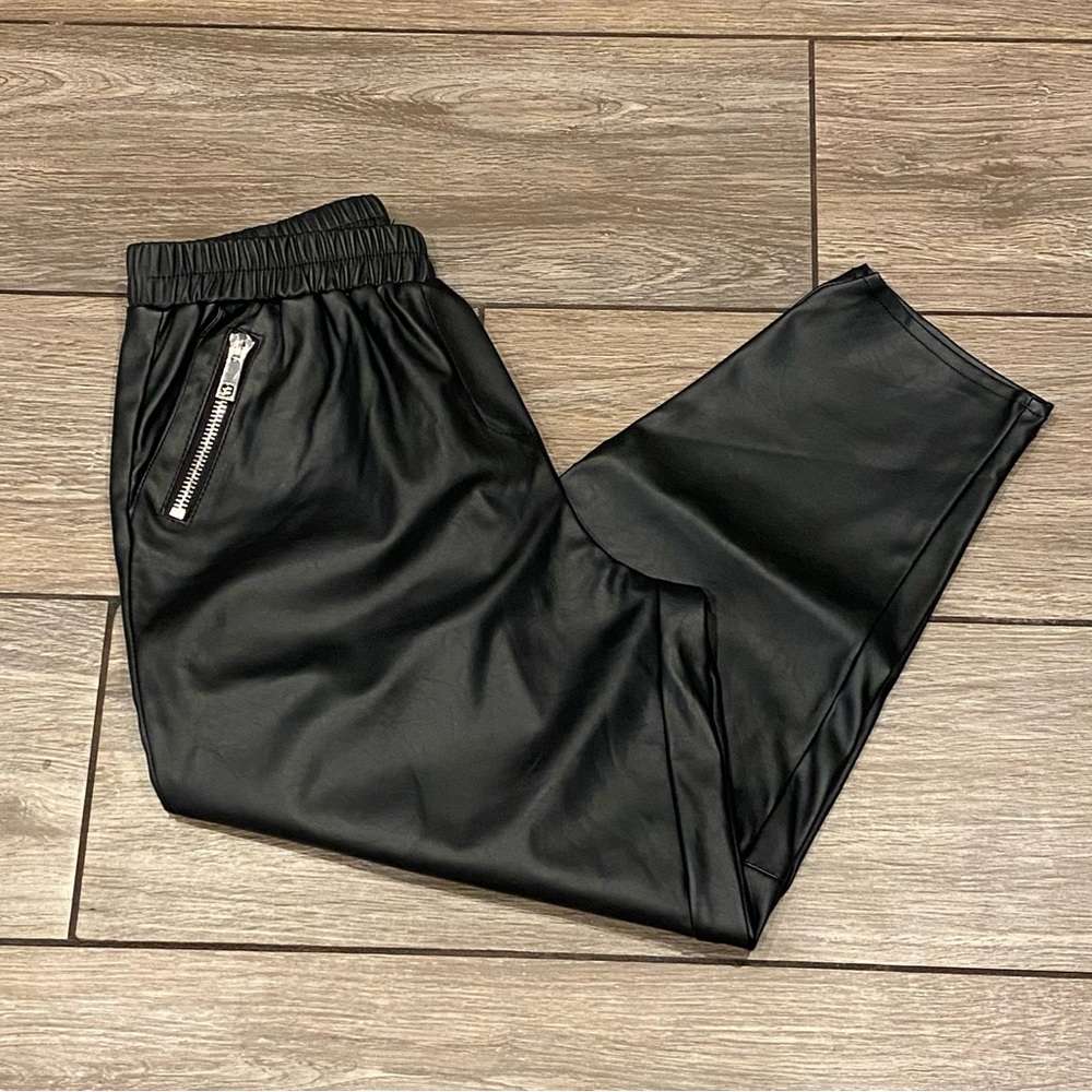 LAST CALL ASOS 4 Black Faux Leather Joggers